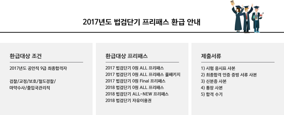 2017년도 법검단기 프리패스 환급 안내