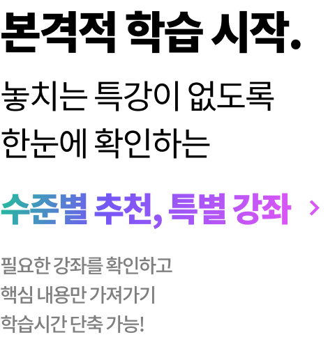 수준별 추천, 특별 강좌 
