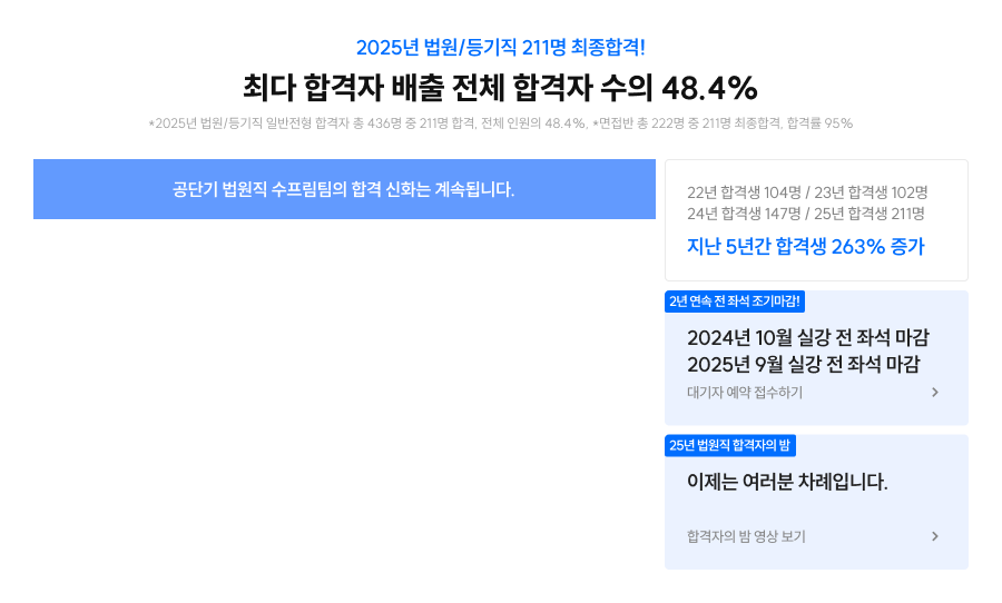 2025년 법원/등기직 211명 최종합격!