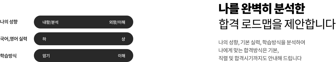 나를 완벽히 분석한 합격 로드맵을 제안합니다