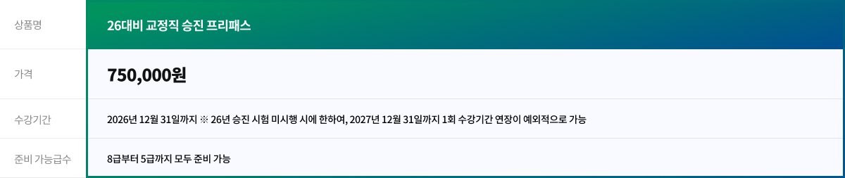 교정직 승진 프리패스 프로모션 혜택가