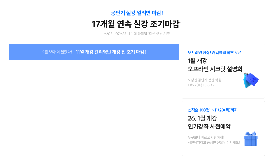 17개월 연속 실강 조기마감