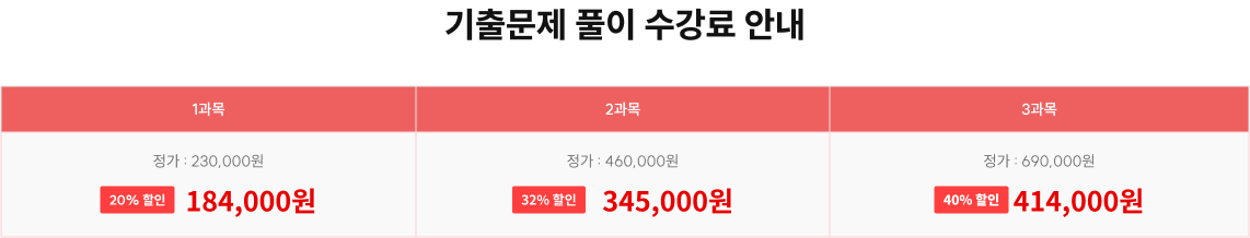기출문제 풀이 수강료 안내